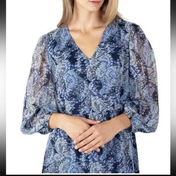 Joie Parisian Paisley Printed Blue Boho Dress XXL - Picture 3 of 12